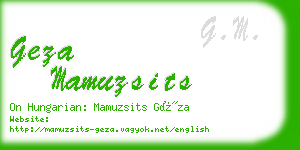 geza mamuzsits business card